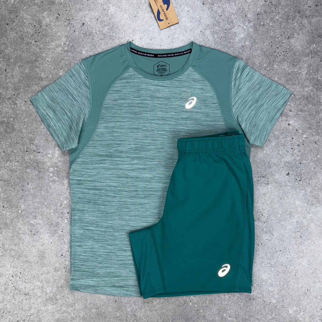 Asics road icon t-shirt set 'teal/black'