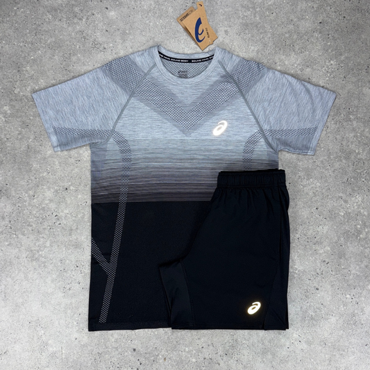 Asics seamless t-shirt short set 'black/grey'
