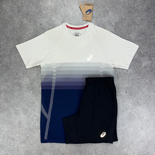 Asics seamless t-shirt short set 'birch blue/black'