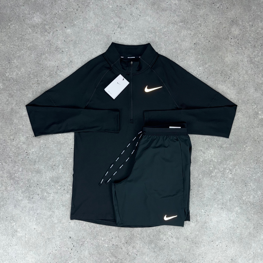 Nike 1/4 zip stride short tri-set 'black'