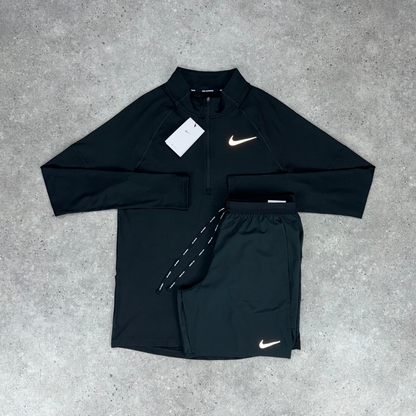 Nike 1/4 zip stride short tri-set 'black'