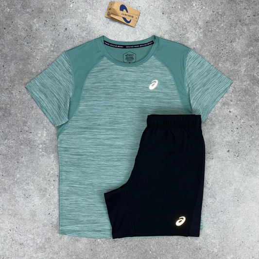 Asics road t-shirt set 'teal/black'