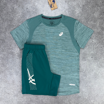 Asics road icon t-shirt set 'teal/black'