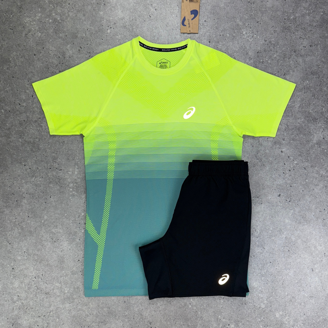 asics seamless t-shirt set 'neon/black'