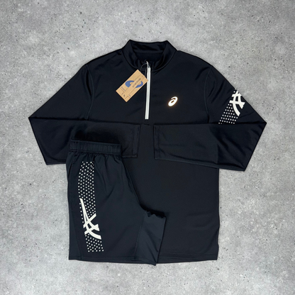 asics icon 1/4 zip set 'black'