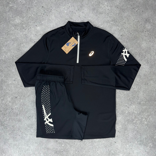 asics icon 1/4 zip set 'black'
