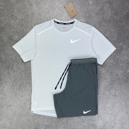 Nike windrunner miler short tri set 'white/grey'
