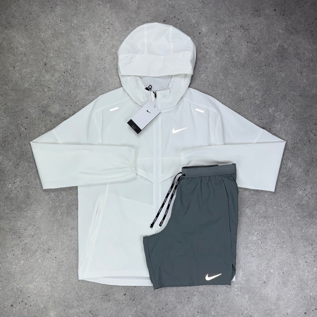 Nike windrunner miler short tri set 'white/grey'