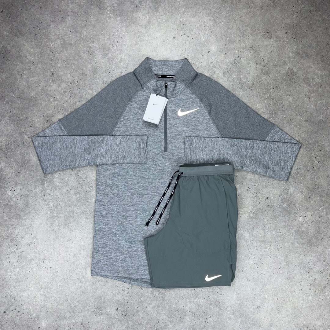 Nike 1/4 zip stride short tri-set 'grey/white'