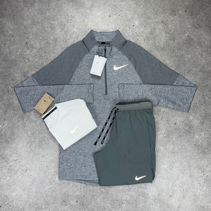 Nike 1/4 zip stride short tri-set 'grey/white'