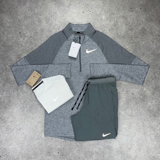 Nike 1/4 zip stride short tri-set 'grey/white'