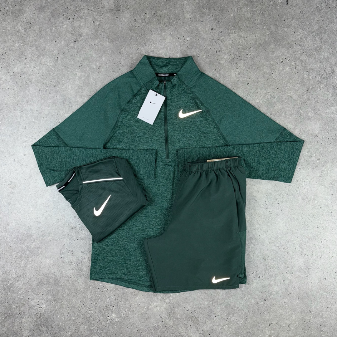Nike 1/4 zip miler short tri-set 'vintage green'