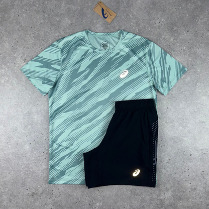 asics all over print t-shirt icon 'black' set