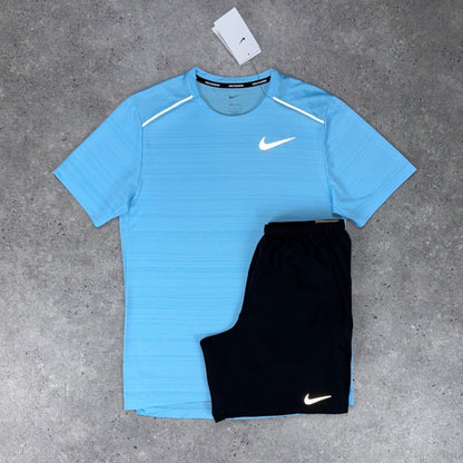Nike windrunner miler challenger short tri-set 'aquarius blue/black'