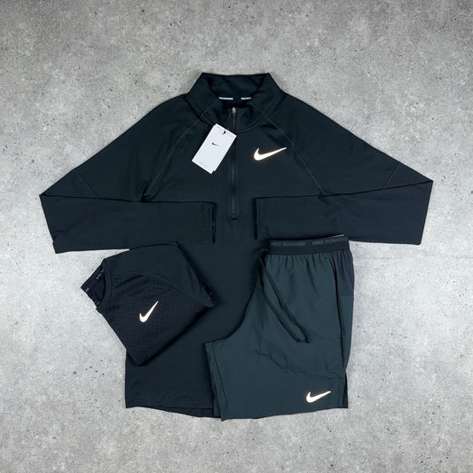 Nike 1/4 zip stride short tri-set 'black'