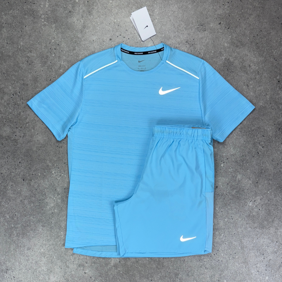 Nike windrunner miler challenger short tri-set 'aquarius blue'